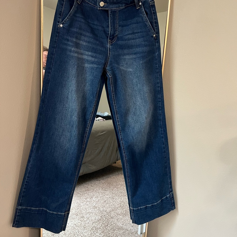 Oat New York Blue Flare Wide-Leg Jeans